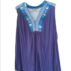 Market and Spruce blue sleeveless blouse.